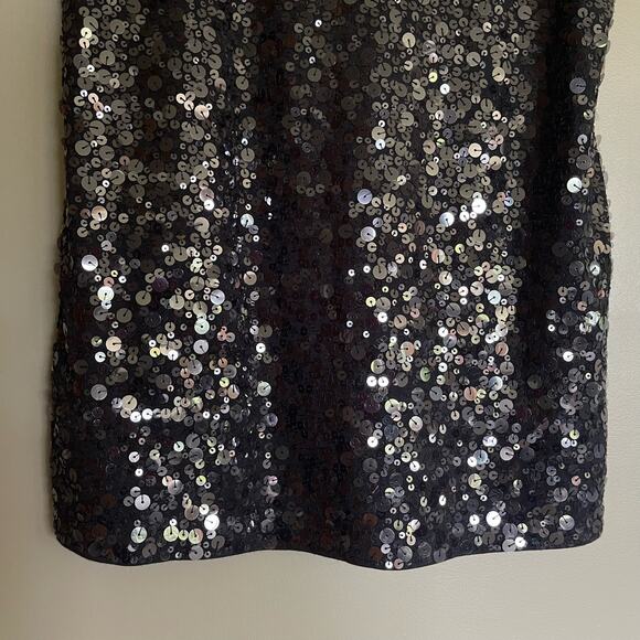 Garnet Hill Sequined Knit Tank Top Black Sz Small Sparkly Embellished Sleeveless - Picture 8 of 13